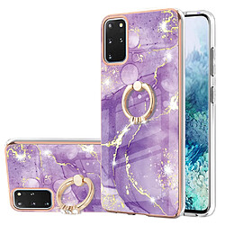 Coque en TPU motif marbre IMD IML, électroplaqué avec béquille violet 002 pour votre Samsung Galaxy S20 Plus