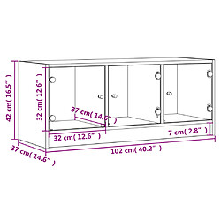 vidaXL Meuble TV avec portes en verre gris béton 102x37x42 cm pas cher