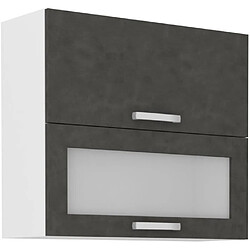 Cstore Meuble haut 2 portes basculantes - L 80 x P 31,6 x H 72 - Gris mat - LASSEN