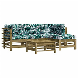 Maison Chic Salon de jardin 5 pcs + coussins - Mobilier/Meubles de jardin - Table et chaises d'extérieur bois de pin imprégné -MN80960