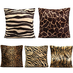 2 Pcs 45x45 cm Imprimé Animal Taie d'oreiller Leopard Zebra Canapé Voiture Housse de Coussin Un