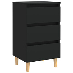 vidaXL Table de chevet avec pieds en bois noir 40x35x69 cm