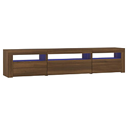 vidaXL Meuble TV avec lumières LED Chêne marron 195x35x40 cm