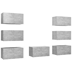 vidaXL Meubles TV 7 pcs Gris béton 30,5x30x60 cm Bois d'ingénierie