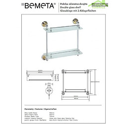 Avis Bemeta - Maison De La Tendance Etagère, tablette en verre double RETRO en chrome-or 40x42x12 cm