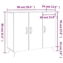 vidaXL Buffet sonoma gris 90x34x80 cm bois d'ingénierie pas cher