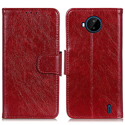 Etui en PU texture nappa, fermoir magnétique avec support, rouge pour votre Nokia C20 Plus