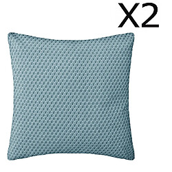 Pegane Lot de 2 Coussins bleu déhoussable - 38 x 38 cm 