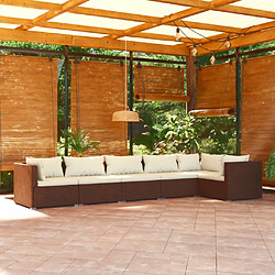 Maison Chic Salon de jardin 6 pcs + coussins - Mobilier/Meubles de jardin - Table et chaises d'extérieur Résine tressée Marron -MN88971