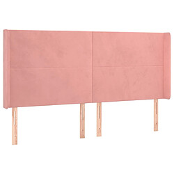 Maison Chic Tête de lit scandinave avec oreilles,meuble de chambre Rose 203x16x118/128 cm Velours -MN46034