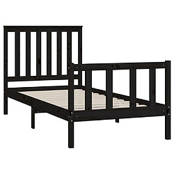 Acheter Maison Chic Lit adulte - Cadre Structure de lit avec tête de lit Contemporain noir 90x200 cm bois de pin massif -MN94472