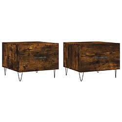 Maison Chic Lot de 2 Tables basses,Table Console pour salon chêne fumé 50x50x40 cm bois d'ingénierie -MN36337