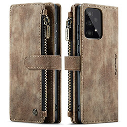 Etui en PU CASEME avec support et pochette zippée marron pour votre Samsung Galaxy A33 5G