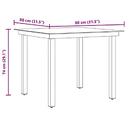 vidaXL Table de jardin Noir 80x80x74 cm Aluminium et verre pas cher