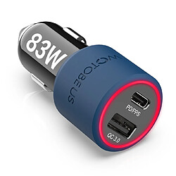 Universal Chargeur de voiture ultra-rapide noir à 2 ports 83W, USB CPD/PPS 65W/45W 20V 20V, AFC/FCP18W pour les petits ordinateurs portables Dell XPS HP