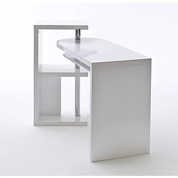 Pegane Table de bureau coloris blanc brillant, pieds en métal chromé - Longueur 145 x Hauteur 94 x Profondeur 50 cm