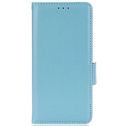 Etui en PU texture litchi avec support, bleu clair pour votre Oppo Reno7 5G