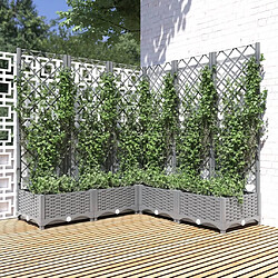 Maison Chic Jardinière,Bac à fleurs avec treillis - pot de fleur Gris clair 120x120x121,5 cm PP -GKD44149