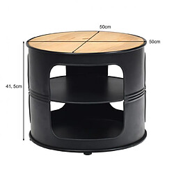 Helloshop26 Table basse ronde avec structure en métal inclus etagères de rangement à 3 niveaux style industriel 20_0009340