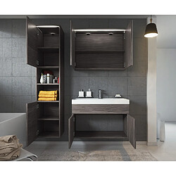 Avis Auco Meuble de salle de bain de Paso 80x40cm lavabo Bodega (gris) – Armoire de rangement Meuble lavabo armoire miroir