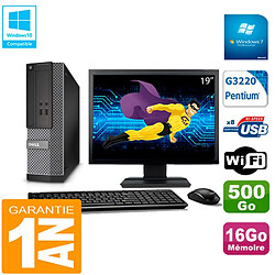 PC DELL 3020 SFF Ecran 19" Intel G3220 Ram 16Go Disque 500 Go Wifi W7 - Occasion