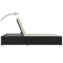 Avis Maison Chic Chaise longue | Transat Bain de soleil double Résine tressée Noir -GKD10808