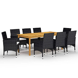 Maison Chic Ensemble de salle à manger de jardin 9 pcs,Table et chaises d'extérieur Noir -GKD562899