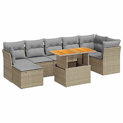 vidaXL Salon de jardin avec coussins 8 pcs beige résine tressée