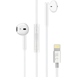 Avizar Écouteurs iPhone Lightning Filaires Kit Mains Libres Télécommande Micro Blanc