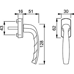 Hoppe Poignée fenetre 0810/US10, F1, avec Schrauben