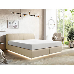 Avis Vente-Unique Ensemble complet boxspring tête de lit + sommier avec leds + matelas - 180 x 200 cm - Tissu - Beige - OTARU de YSMÉE