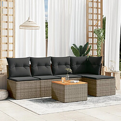 Maison Chic Salon de jardin 6 pcs avec coussins | Ensemble de Table et chaises | Mobilier d'Extérieur gris résine tressée -GKD82270