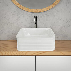 Acheter ML-Design Lavabo en Céramique en Blanc Brillant, 39x39x15 cm, Forme Anguleux, Vasque á Poser, Design Moderne, Lavabo à Main, Lavabo de Comptoir Élégant, pour la Salle de Bains et WC Invités