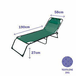 Marbueno Chaise Longue Pliante Acier Avec Coussin Jardin et Piscine 190X58X27 cm Vert 10002 - Vert