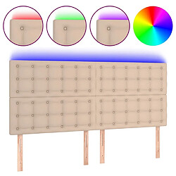 Maison Chic Tête de lit scandinave à LED,meuble de chambre Cappuccino 200x5x118/128 cm Similicuir -MN89534