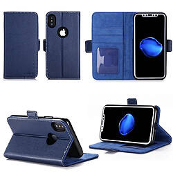 Apple iPhone X 5.8 pouces : Housse Portefeuille luxe bleue Style Cuir avec stand - Etui bleu coque de protection iPhoneX (iPhone Ten / 10 ans) avec porte cartes - Accessoires pochette XEPTIO : Exceptional case