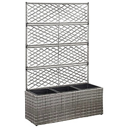 Maison Chic Jardinière,Lit surélevé - Bac à fleurs - pot de fleur en treillis 3 pots 83x30x130cm Résine tressée Gris -GKD47247