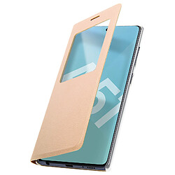 Avizar Housse Samsung Galaxy A51 Fenêtre d'affichage Protection Intégrale Dorée