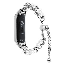 Bracelet en métal bijoux en perles ajustables pour votre Xiaomi Mi Band 7 - argent