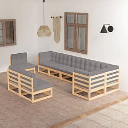 Maison Chic Salon de jardin 9 pcs + coussins - Mobilier/Meubles de jardin - Table et chaises d'extérieur Bois de pin massif -MN56352