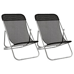 vidaXL Chaises plage pliantes lot de 2 textilène acier enduit poudre