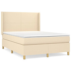 vidaXL Sommier à lattes de lit avec matelas Crème 140x190 cm Tissu