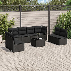 Maison Chic Salon de jardin 9 pcs avec coussins | Ensemble de Table et chaises | Mobilier d'Extérieur noir résine tressée -GKD93254