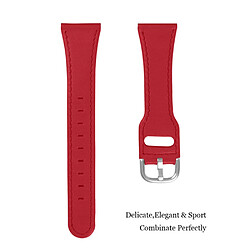 Bracelet en cuir véritable réglable avec boucle (22mm), rouge pour votre Samsung Frontier/Gear S3