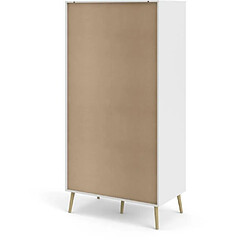 Avis Cstore Armoire - Blanc / Chene - 2 portes / 2 tiroirs - Pietement évasé en bois massif - Chambre - 98,7 x 58,1 x 200,1 cm