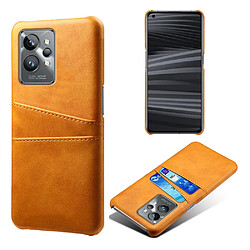 Coque en TPU + PU anti-griffes, anti-choc avec porte-cartes, orange pour votre Realme GT2 Pro