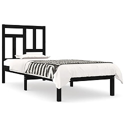 vidaXL Cadre de lit sans matelas noir 75x190 cm bois massif