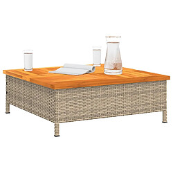 Acheter Maison Chic Table de jardin | Table d'extérieur beige 70x70x25 cm résine tressée et bois acacia -GKD68004