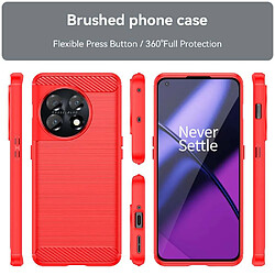 Htdmobiles Coque pour OnePlus 11 5G - housse etui silicone gel carbone + verre trempe - ROUGE