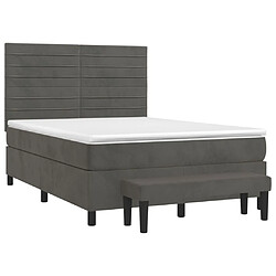 Avis Maison Chic Lit Adulte - Lit simple Lit à sommier tapissier et matelas moelleux - Meuble de Chambre - Gris foncé 140x190cm Velours -MN12597